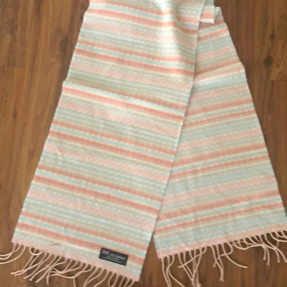 100% cashmere Made in Scotland, pink beige, blue scarf shawl